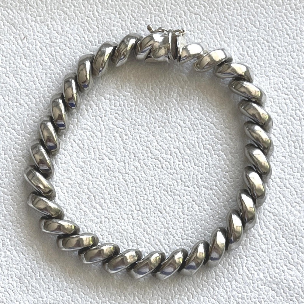 MILOR Italy 925 Sterling Silver San Marco Link Bracelet 8" 8mm 23g
